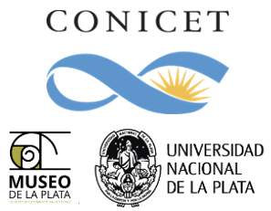 Logos of CONICET, Museo de La Plata, and Universidad Nacional de La Plata